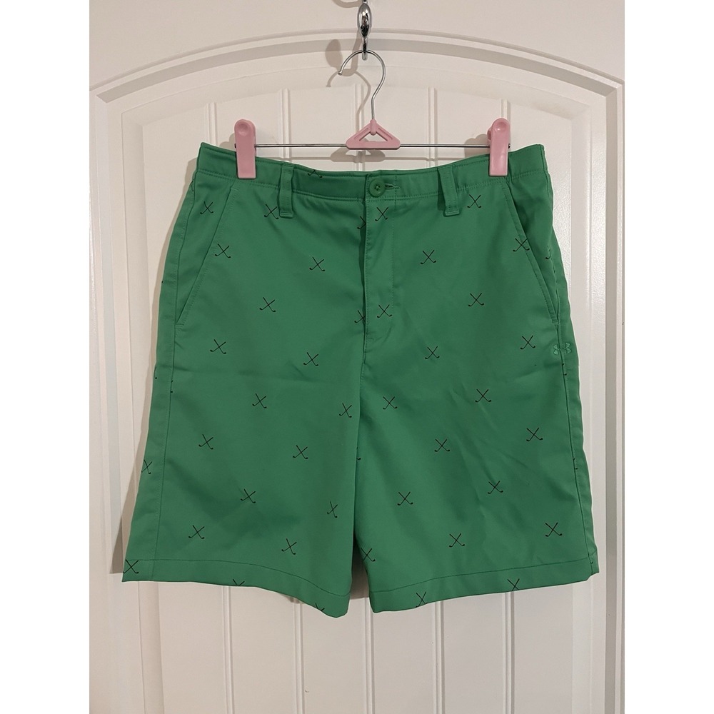 Under Armour Performance Golf Shorts Green Club Design Boy's 20 teen 604